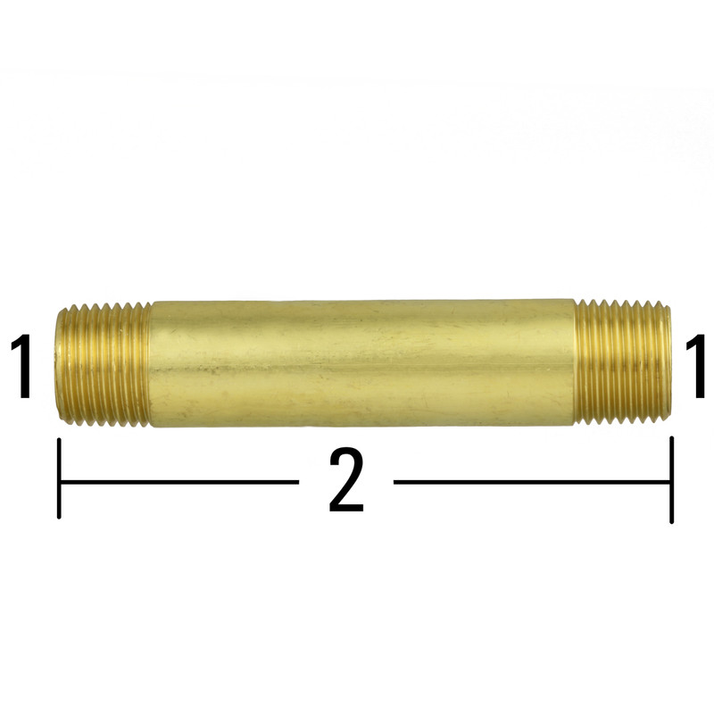 1/4-18 Male NPT x 1/4-18 Male NPT 7/8" Long Close Nipple Brass 1200PSI